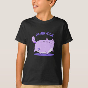 Purr-ple Funny Fat Kitty Cat Pun Dark BG T-Shirt