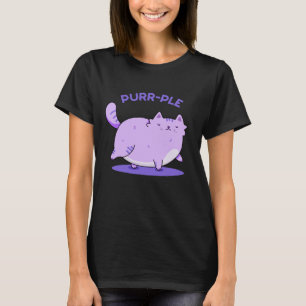 Purr-ple Funny Fat Kitty Cat Pun Dark BG T-Shirt