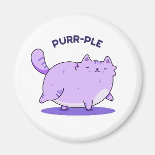 Purr-ple Funny Fat Kitty Cat Pun Magnet