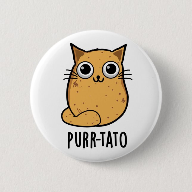 Purr-tato Funny Cat Potato Pun  6 Cm Round Badge (Front)