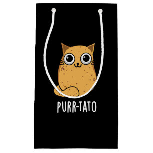 Purr-tato Funny Cat Potato Pun Dark BG Small Gift Bag