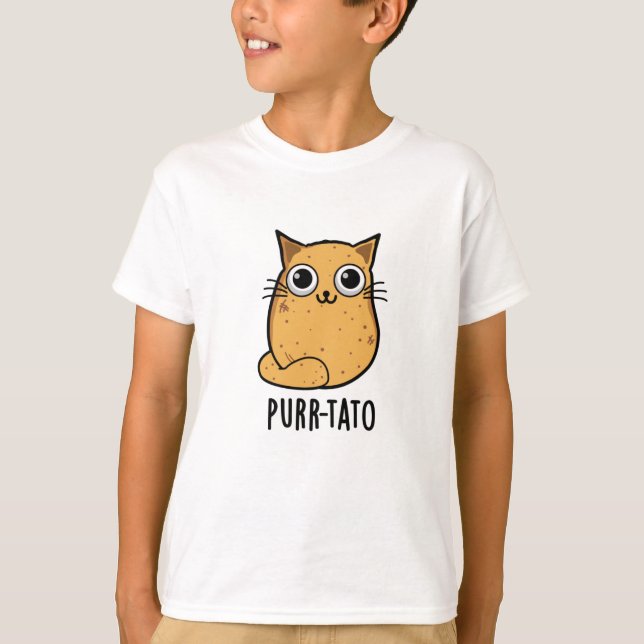 Purr-tato Funny Cat Potato Pun  T-Shirt (Front)