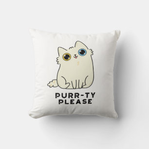 Purr-ty Please Funny Kitty Cat Pun  Cushion
