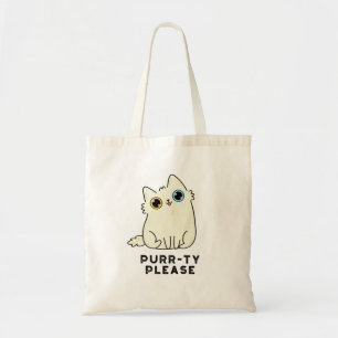 Purr-ty Please Funny Kitty Cat Pun Tote Bag