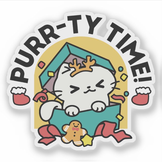 Purr-ty Time! - Festive Cat Christmas Design (Front)