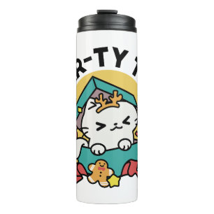 Purr-ty Time! - Festive Cat Christmas Design Thermal Tumbler