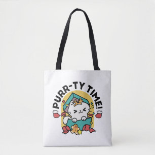 Purr-ty Time! - Festive Cat Christmas Design Tote Bag