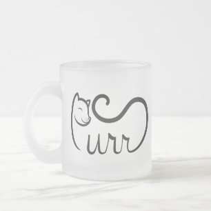 Purr Typography BLACK Frosted Glass Coffee Mug