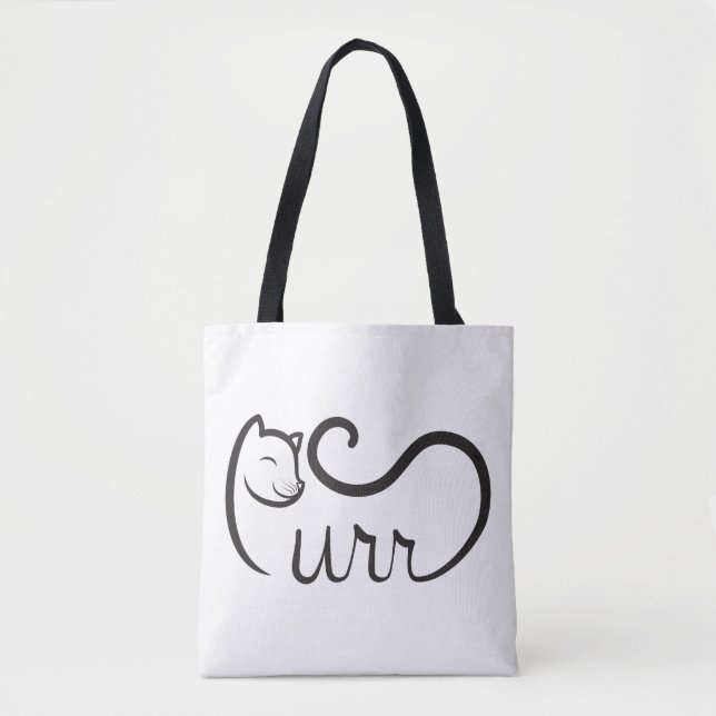 Purr Typography BLACK Tote Bag (Front)
