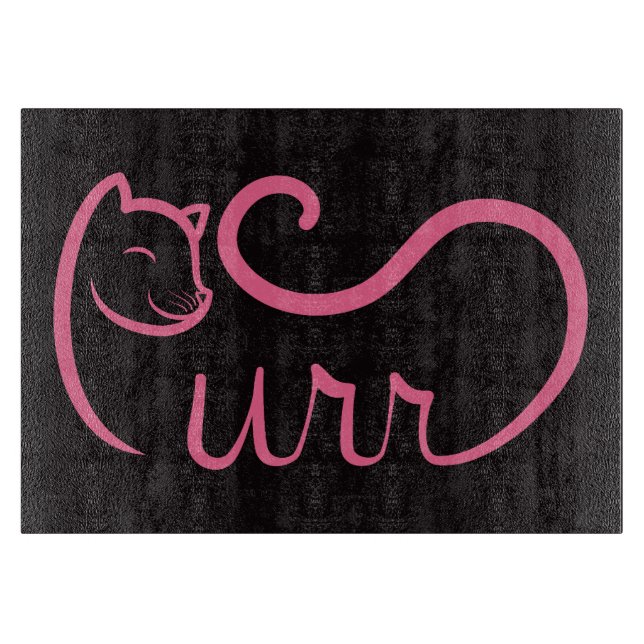 Purr Typography PINK Cutting Board (Front)