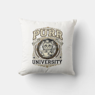 Purr University Cat Fake University Academy Vintag Cushion