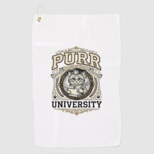 Purr University Cat Fake University Academy Vintag Golf Towel