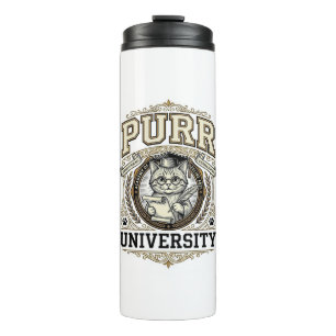 Purr University Cat Fake University Academy Vintag Thermal Tumbler