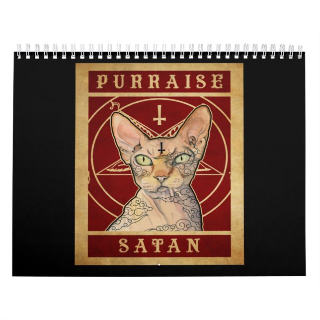 Purraise Satan Sphynx Cat Calendar (Cover)