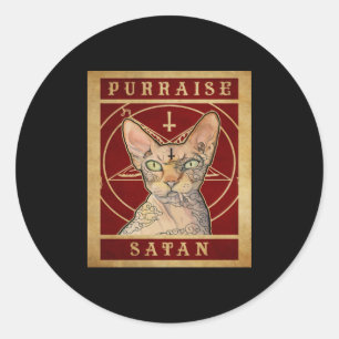 Purraise Satan Sphynx Cat Classic Round Sticker
