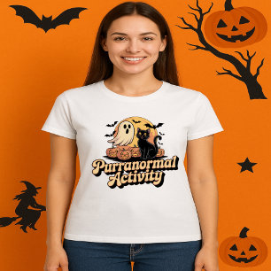 Purranormal Activity Black Cat Retro Ghost T-Shirt