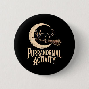 Purranormal Activity Halloween Black Cat Crescent 6 Cm Round Badge
