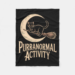Purranormal Activity Halloween Black Cat Crescent Fleece Blanket
