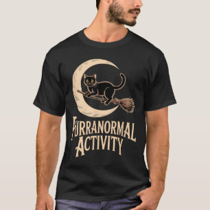 Purranormal Activity Halloween Black Cat Crescent T-Shirt