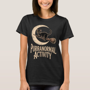 Purranormal Activity Halloween Black Cat Crescent T-Shirt