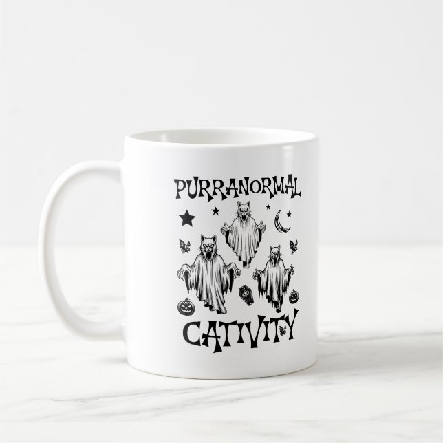 Purranormal Cativity Cats Ghost Hunter Halloween Coffee Mug (Left)