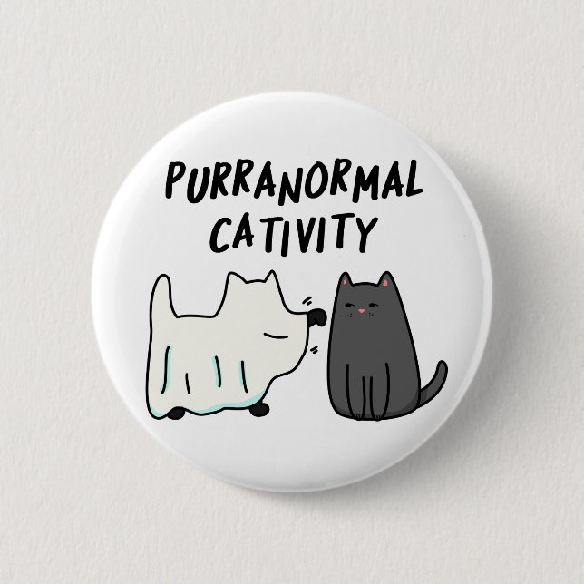 Purranormal Cativity Funny Halloween Cat Pun  6 Cm Round Badge (Front)