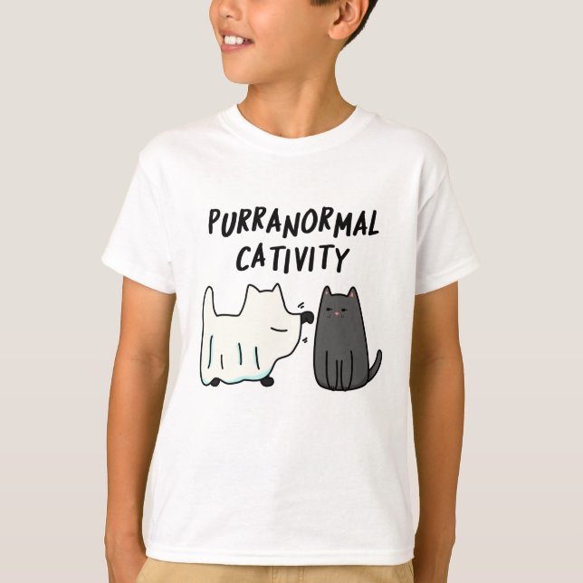 Purranormal Cativity Funny Halloween Cat Pun  T-Shirt (Front)