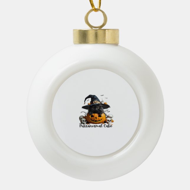 Purranormal Cutie Classic T-Shirt Ceramic Ball Christmas Ornament (Front)