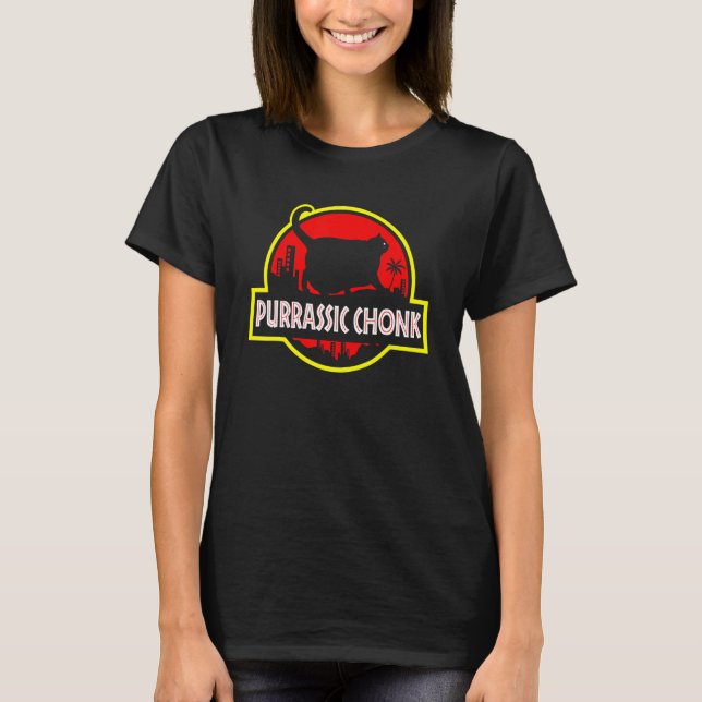 Purrassic Chonk Cat Scale Meme  Retro Style Cats M T-Shirt (Front)