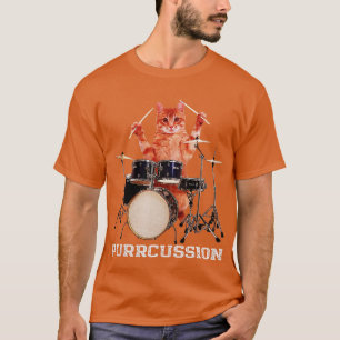 Purrcussion Funny Cat Drummer On Drum Set Percuss T-Shirt