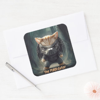 Purrdator Cute Halloween Cat Square Sticker