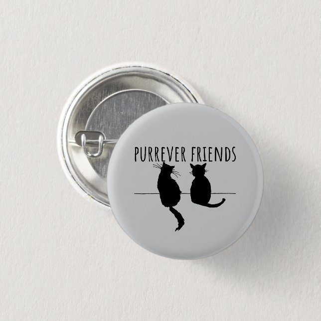 Purrever Friends Cute Cat Best Friends 3 Cm Round Badge (Front & Back)