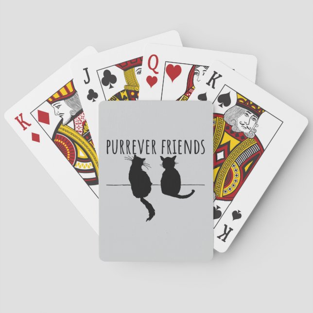Purrever Friends Cute Cat Best Friends Playing Cards (Back)