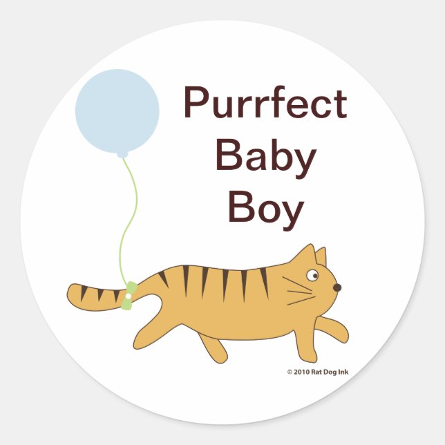 Purrfect Baby Boy Stickers (Front)