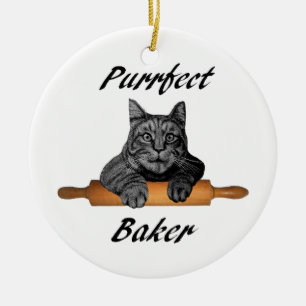Purrfect Baker Cat Gifts crazy cat lady Ceramic Tree Decoration
