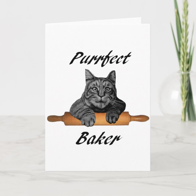 Purrfect Baker Cat Gifts crazy cat lady Holiday Card (Front)