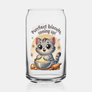 "Purrfect biscuits, coming up" Kneading Cat Can Glass