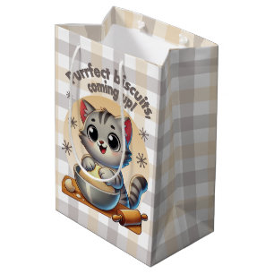 "Purrfect biscuits, coming up" Kneading Cat Medium Gift Bag