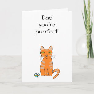Purrfect cat Dad funny cartoon Father’s Day Card