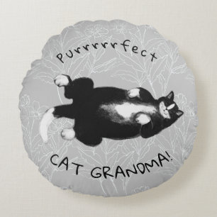Purrfect cat grandma round cushion