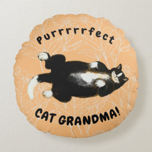 Purrfect cat grandma round cushion