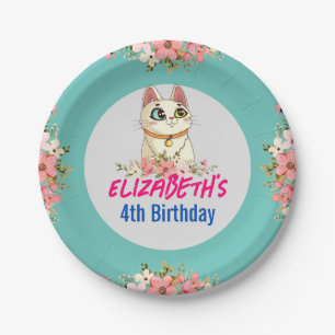 Purrfect Cat Kitten Kid Birthday Celebration Paper Plate