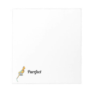 Purrfect Cat Pun Sitting Kitty Colour Block Kitten Notepad