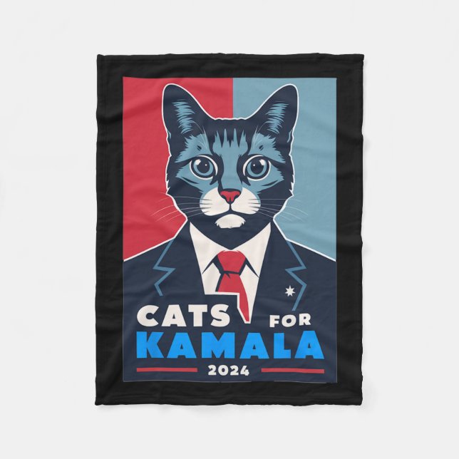 Purrfect Cats For Kamala Harris 2024 President  Fleece Blanket (Front)