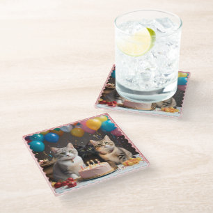 Purrfect Celebration: A Cat's Birthday Party, Glass Coaster