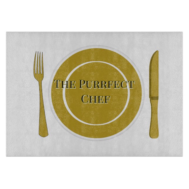 Purrfect Chef | Decorative Glass Cutting Board (Front)