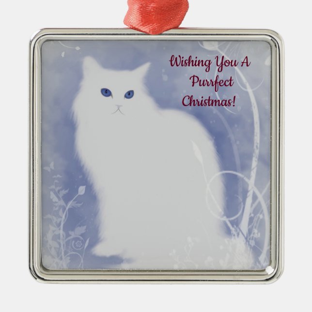 Purrfect Christmas Cat Metal Tree Decoration (Front)