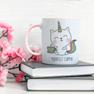Purrfect Cuppa Cute Kawaii Caticorn Pink Cartoon Mug
