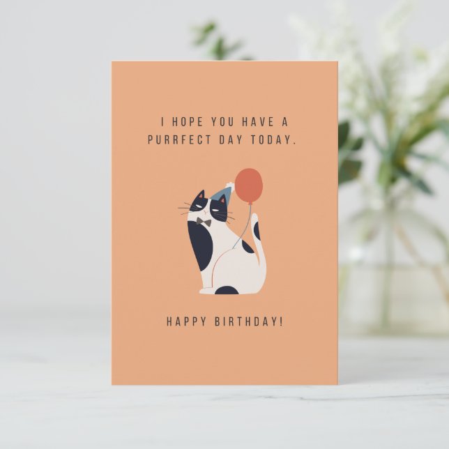 Purrfect Day Birthday Card (Standing Front)