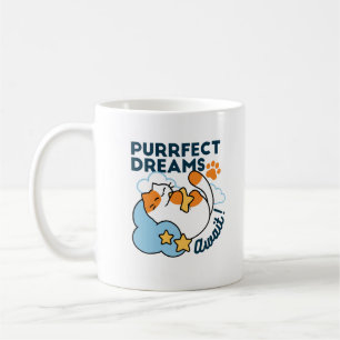 Purrfect Dreams Await – Cute Sleeping Cat Dreamy Coffee Mug